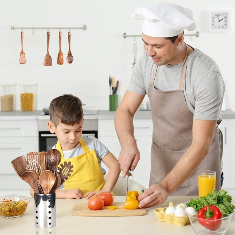 Elara Haus Premium Wooden Kitchen Utensils - 7 Piece Cooking Set