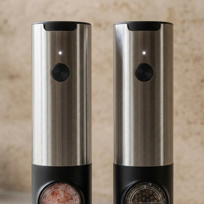 Elara Haus Rechargeable Electric Salt and Pepper Grinder Set with Charging Base
