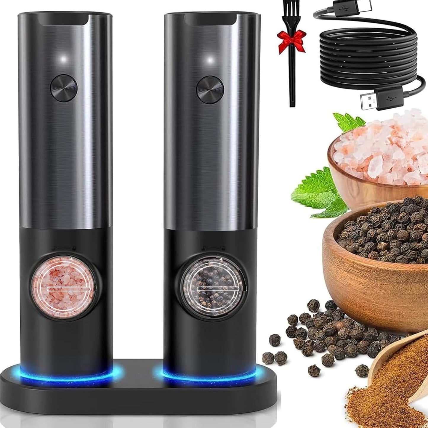 Rechargeable Electric Salt and Pepper Mill Set 0