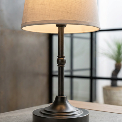 Elara Haus Rechargeable Metal Desk Lamp with Fabric Shade