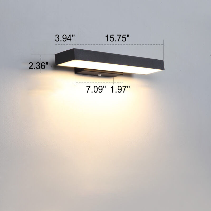 Modern Minimalist Rectangular Flat LED Sensor Outdoor Waterproof Wall Sconce Lamp 6