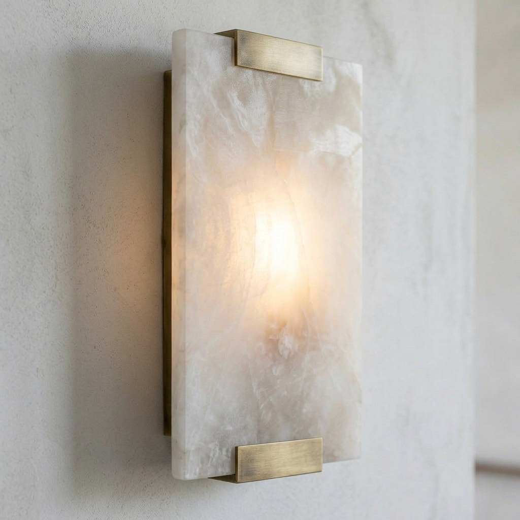 Elara Haus Rectangular Stone Wall Sconce Light