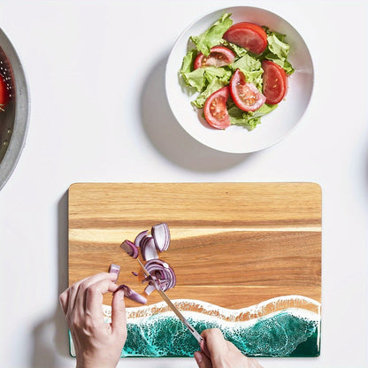 Wave Resin Cutting Board | Ocean-Inspired Acacia Wood Cheese & Serving Board 8