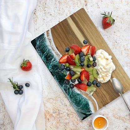 Wave Resin Cutting Board | Ocean-Inspired Acacia Wood Cheese & Serving Board 2