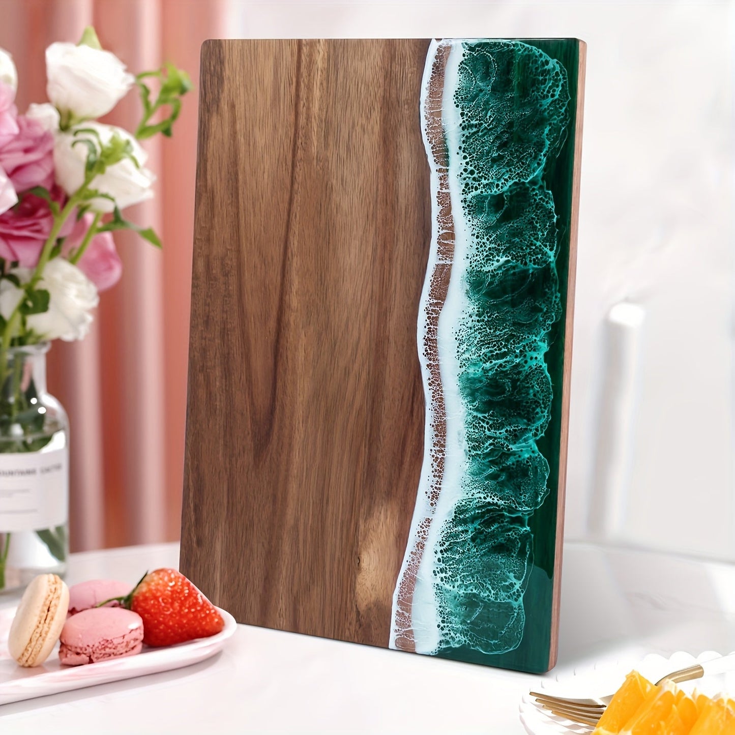 Wave Resin Cutting Board | Ocean-Inspired Acacia Wood Cheese & Serving Board 7