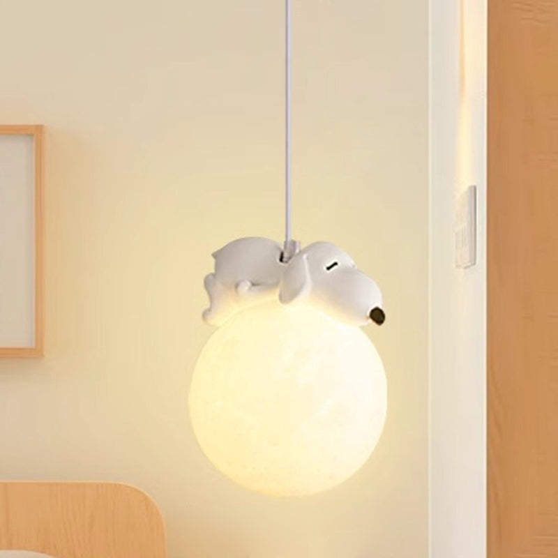 Modern Minimalist Cartoon Kids Moon Cute Animal Bear Rabbit Dog Elephant Sheep Resin Hardware PE 1-Light Pendant Light For Bedroom 2