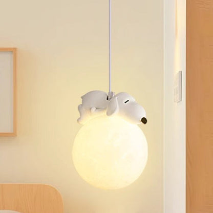 Modern Minimalist Cartoon Kids Moon Cute Animal Bear Rabbit Dog Elephant Sheep Resin Hardware PE 1-Light Pendant Light For Bedroom 2