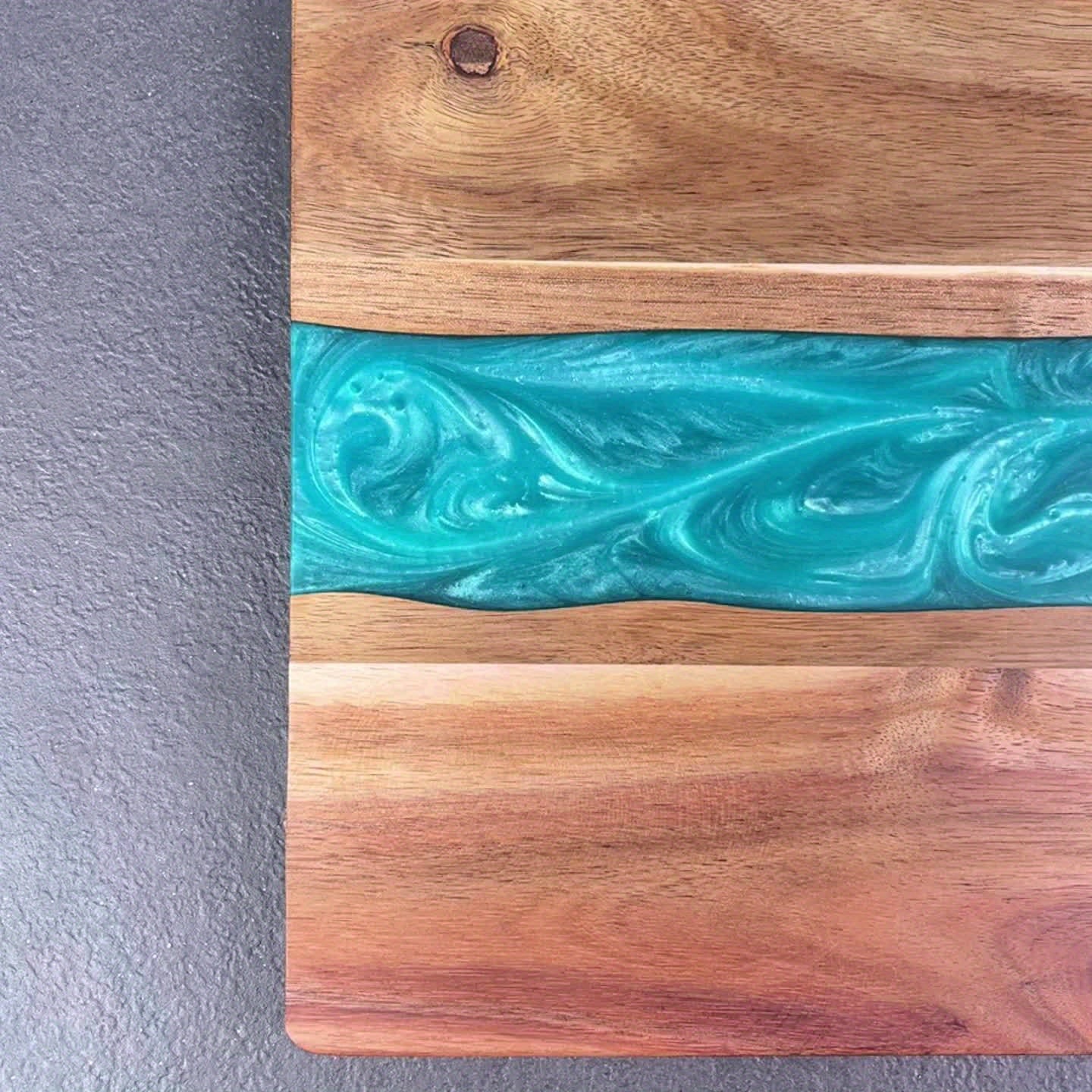 Resin River Cutting Board | Acacia Wood Charcuterie & Cheese Board 6