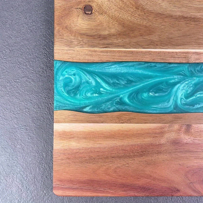 Resin River Cutting Board | Acacia Wood Charcuterie & Cheese Board 6