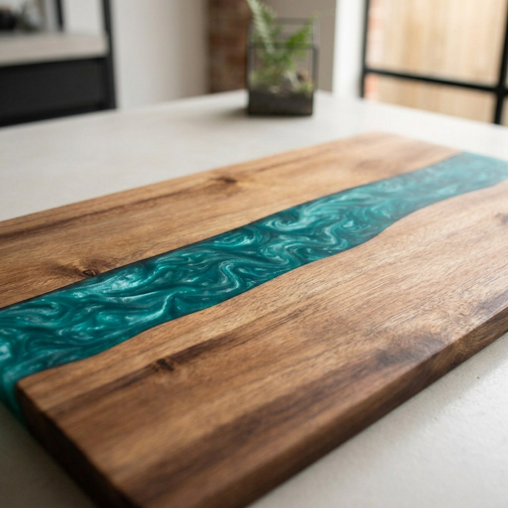 Elara Haus Resin River Wood Charcuterie Board