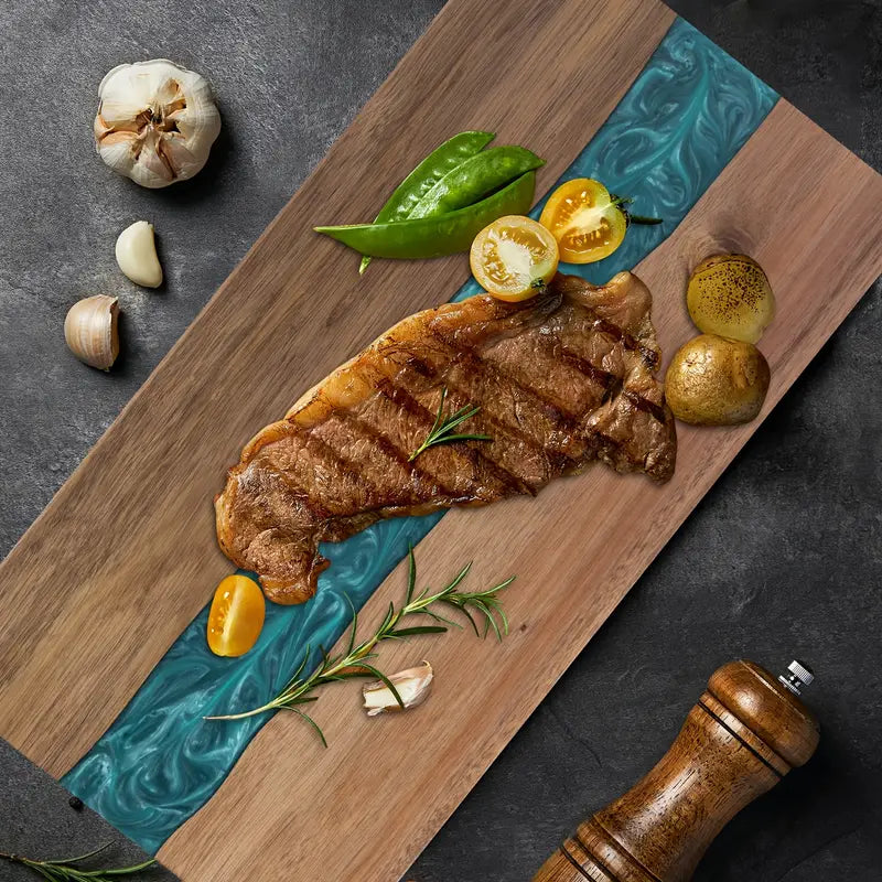 Resin River Cutting Board | Acacia Wood Charcuterie & Cheese Board 0