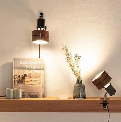 Adjustable retro clip lamp - metal and wood desk spotlight 1