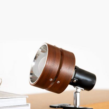 Adjustable retro clip lamp - metal and wood desk spotlight 4