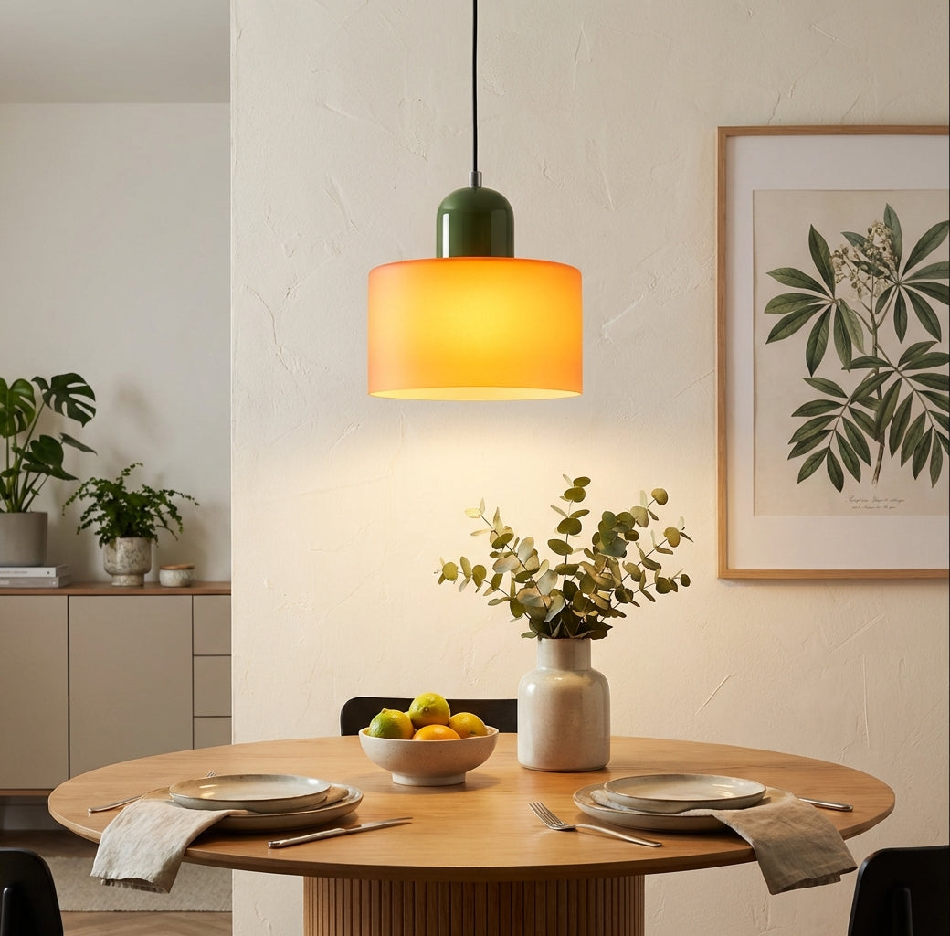Elara Haus Retro Fabric Pendant - Cream Bedroom Light