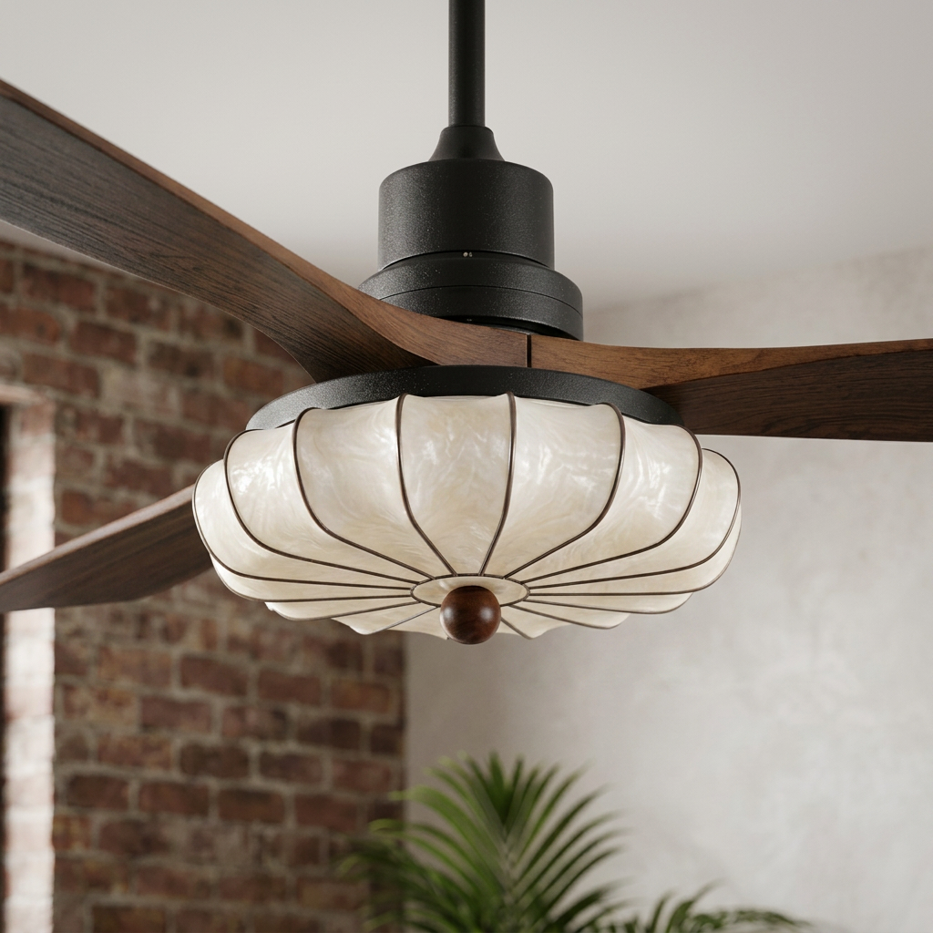 Elara Haus Retro Glass Chandelier Fan