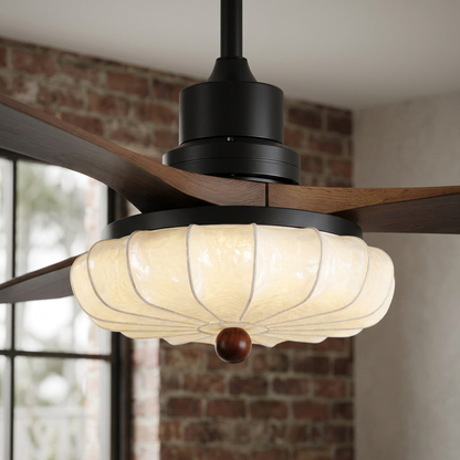 Elara Haus Retro Glass Chandelier Fan