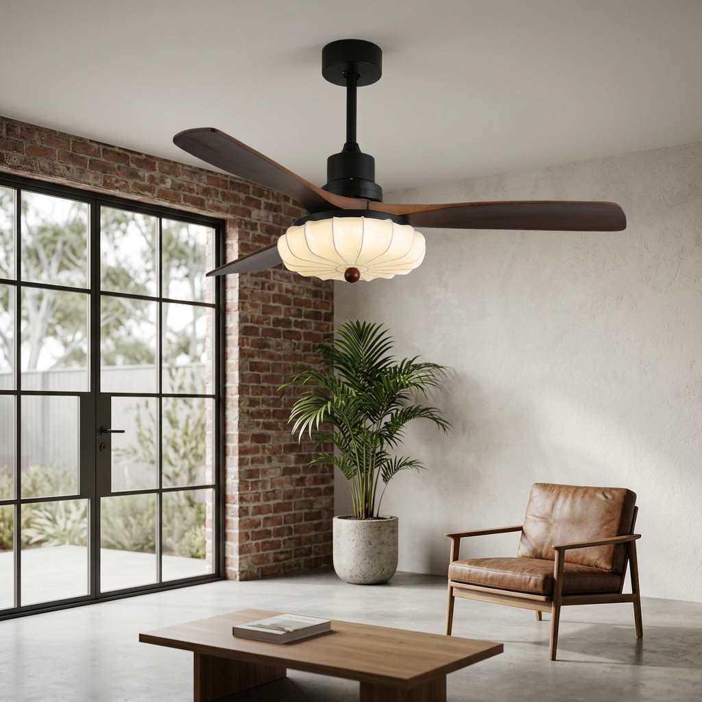 Elara Haus Retro Glass Chandelier Fan