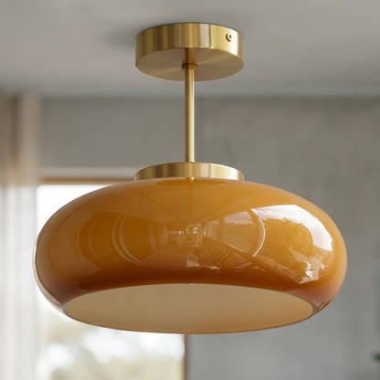 Elara Haus Retro Glass Semi Flush Mount Ceiling Light
