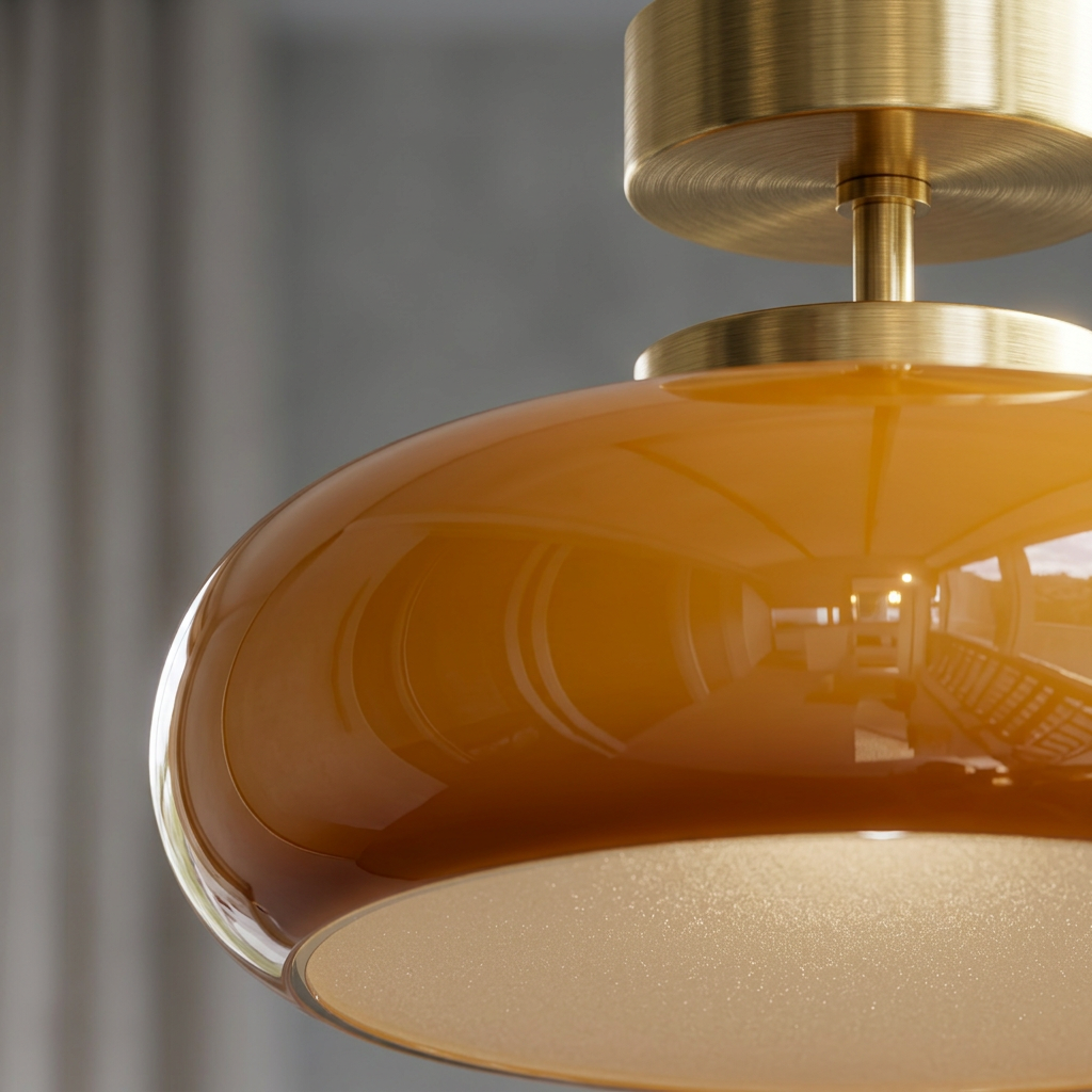 Elara Haus Retro Glass Semi Flush Mount Ceiling Light