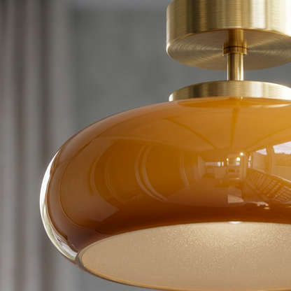 Elara Haus Retro Glass Semi Flush Mount Ceiling Light