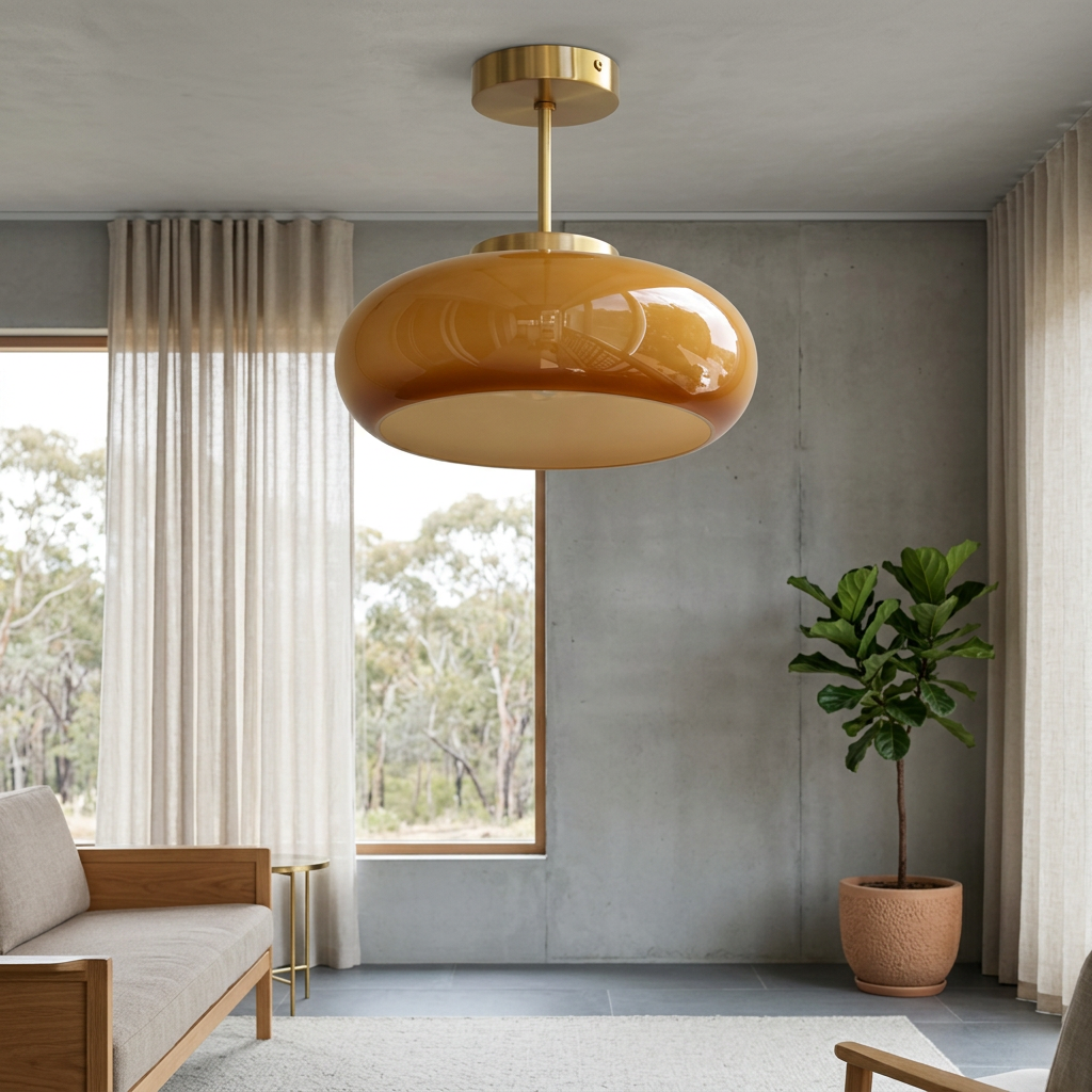 Elara Haus Retro Glass Semi Flush Mount Ceiling Light