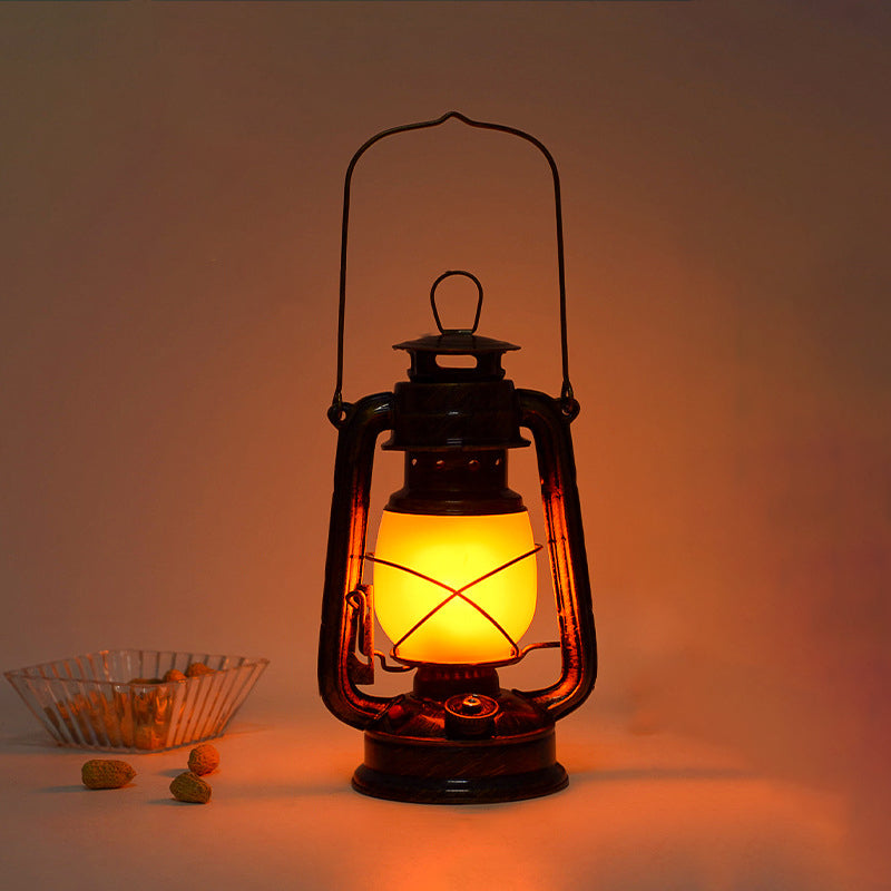 Traditional Vintage Rechargeable Cylinder Bent Tube Disc Base Iron Acrylic LED Table Lamp For Bedroom 0