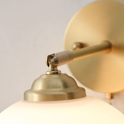 Contemporary Nordic Striped White Glass Brass 1-Light Pull Cord Wall Sconce Lamp For Bedroom 6