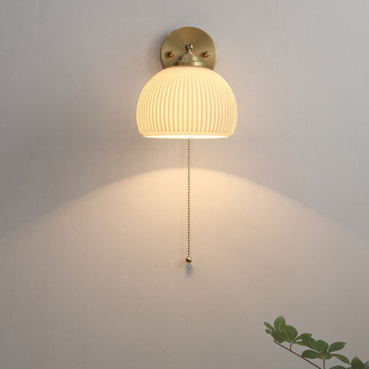 Elara Haus Ribbed Glass Pull Cord Wall Lamp