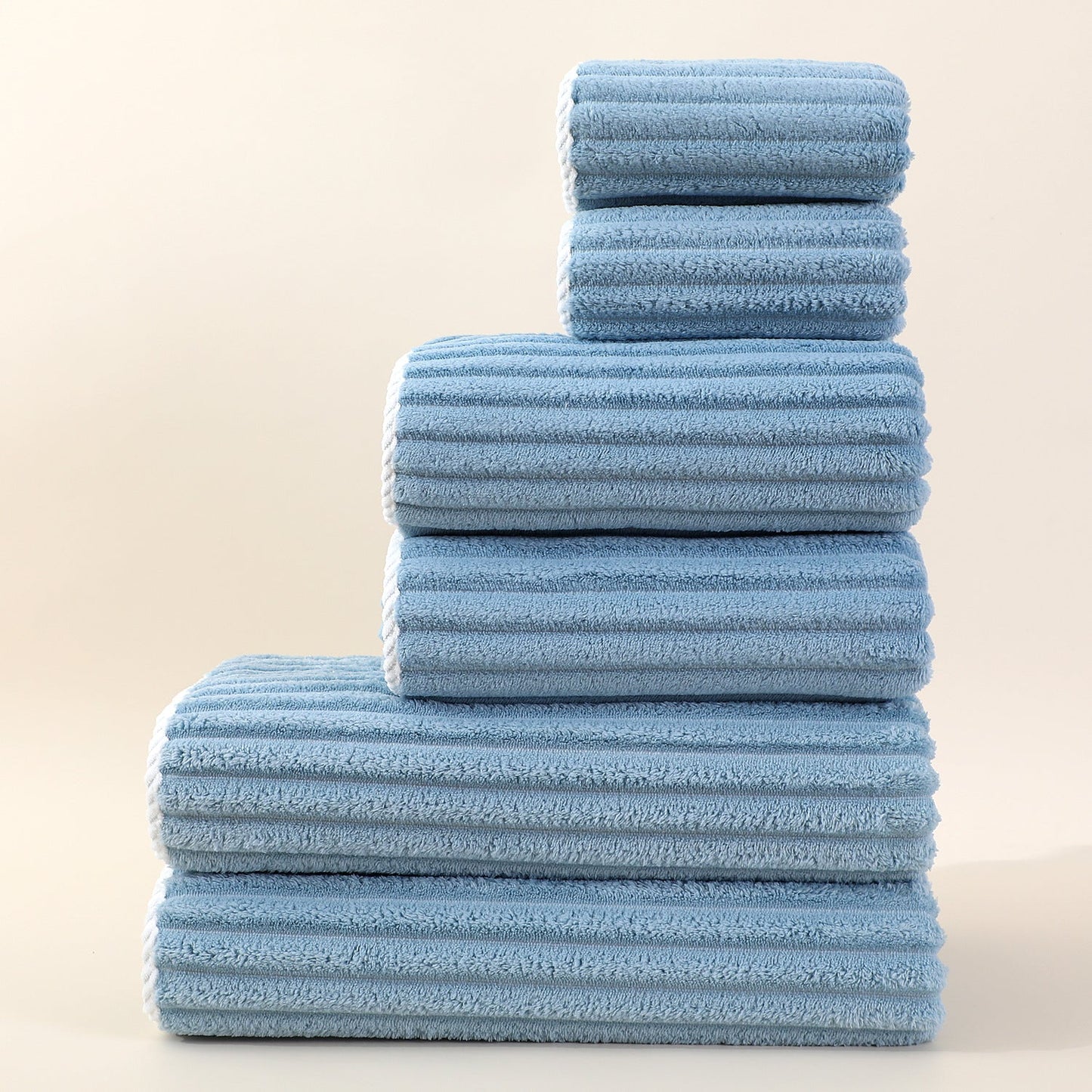 Striped Absorbent Coral Fleece Face Towel Set 9