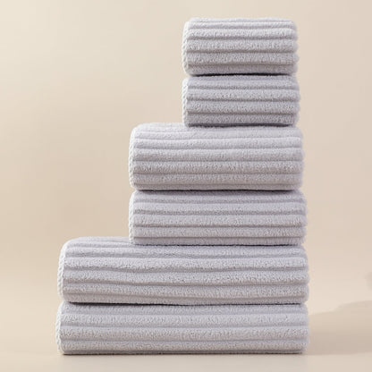 Striped Absorbent Coral Fleece Face Towel Set 10