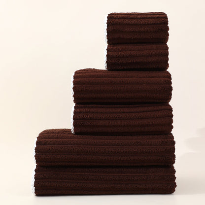 Striped Absorbent Coral Fleece Face Towel Set 12