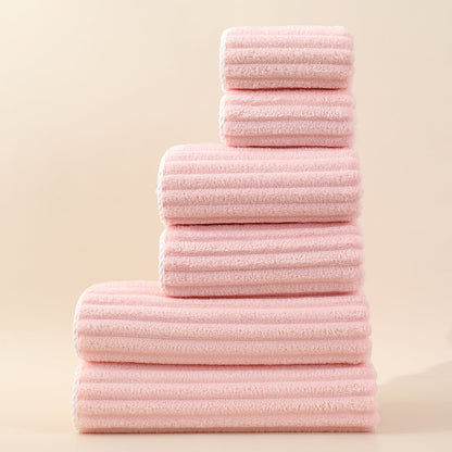 Striped Absorbent Coral Fleece Face Towel Set 13