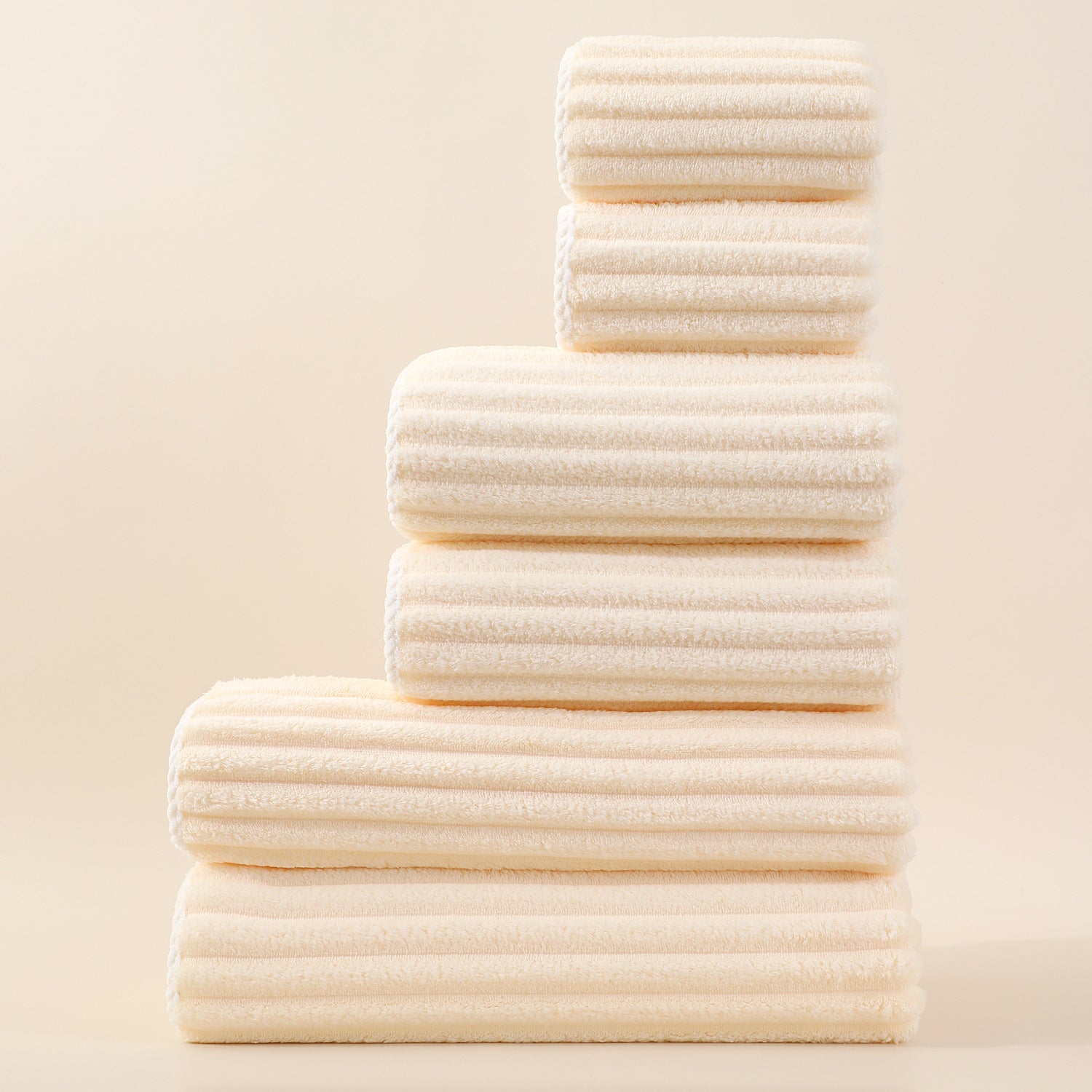 Striped Absorbent Coral Fleece Face Towel Set 0
