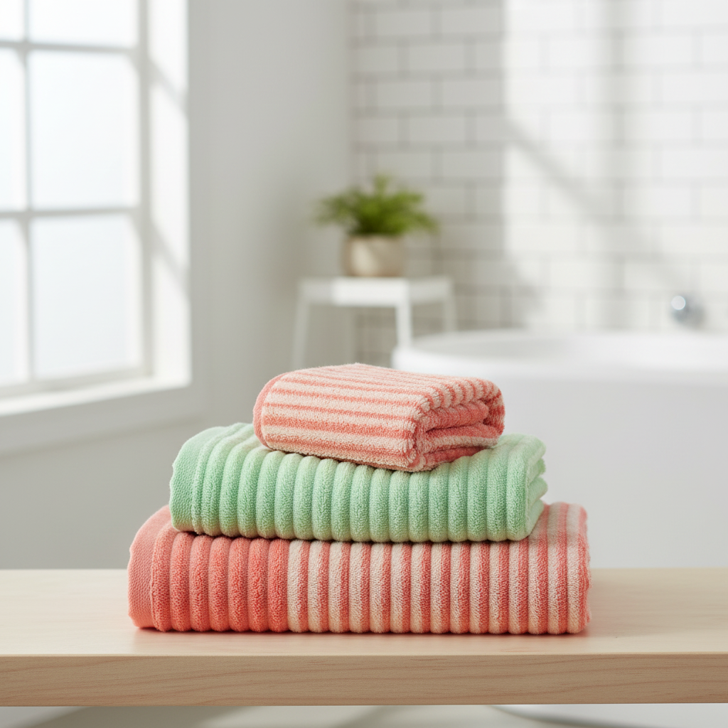 Striped Absorbent Coral Fleece Face Towel Set 1