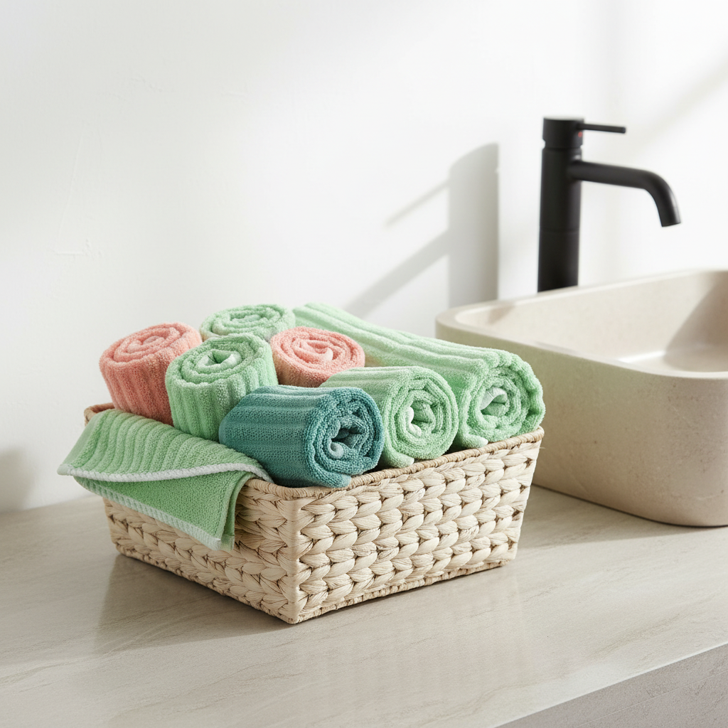 Striped Absorbent Coral Fleece Face Towel Set 4