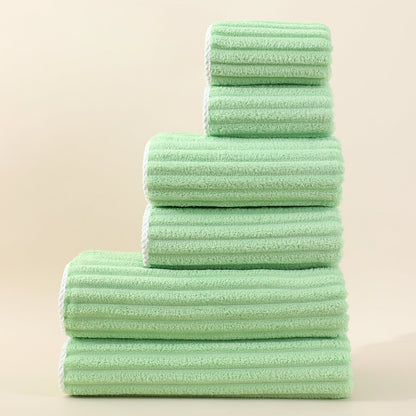Striped Absorbent Coral Fleece Face Towel Set 5