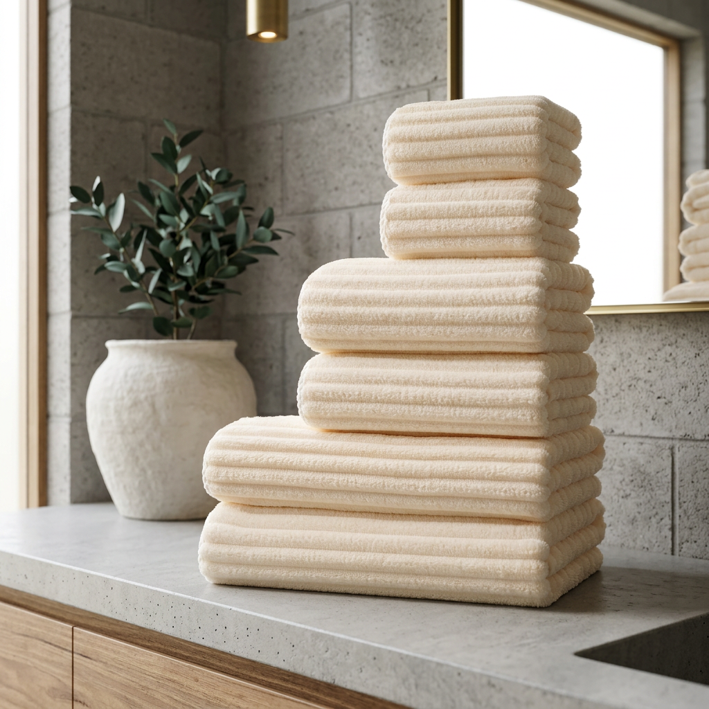 Elara Haus Ribbed Striped Bath Towel Set