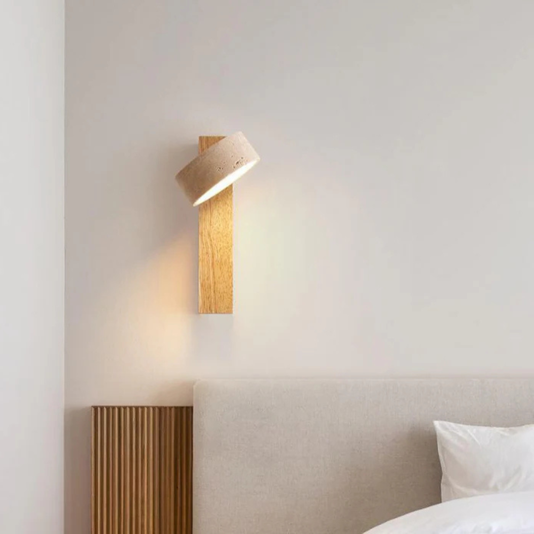Wabi-sabi Travertine Wood LED Wall Sconce 1-Light 1