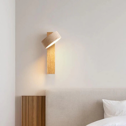 Wabi-sabi Travertine Wood LED Wall Sconce 1-Light 1