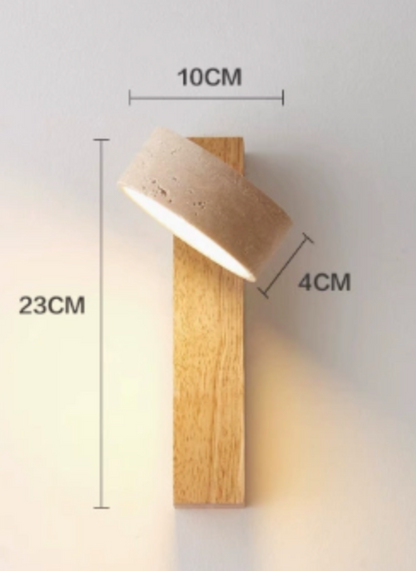 Wabi-sabi Travertine Wood LED Wall Sconce 1-Light 2