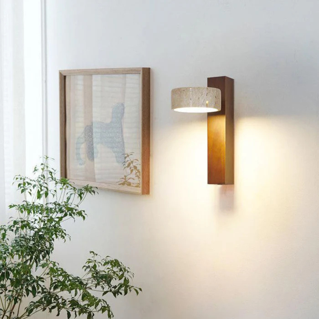 Wabi-sabi Travertine Wood LED Wall Sconce 1-Light 4