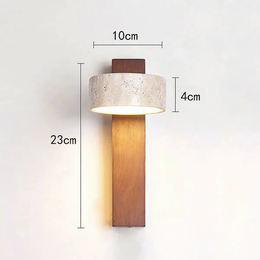 Wabi-sabi Travertine Wood LED Wall Sconce 1-Light 5