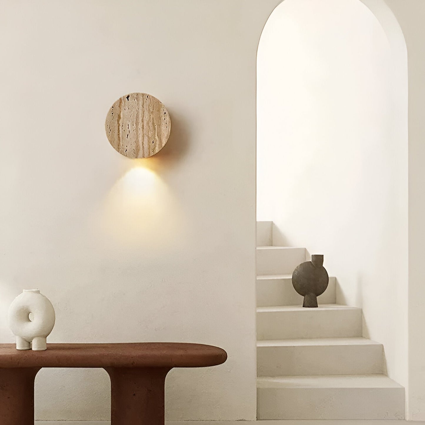 Japanese Wabi-Sabi Travertine Stone Wall Sconce LED 1-Light 6