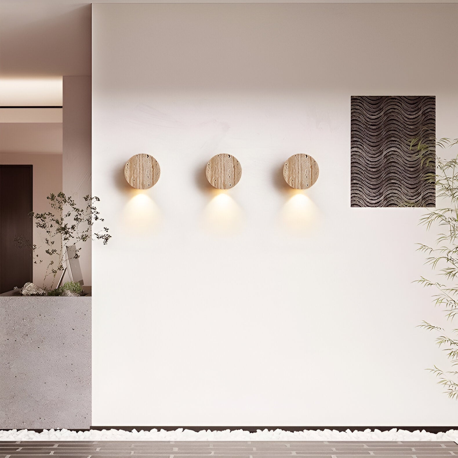 Japanese Wabi-Sabi Travertine Stone Wall Sconce LED 1-Light 1