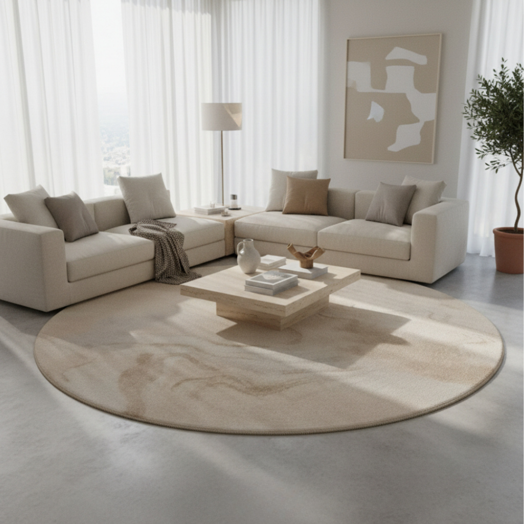 Elara Haus Round Marbled Rug