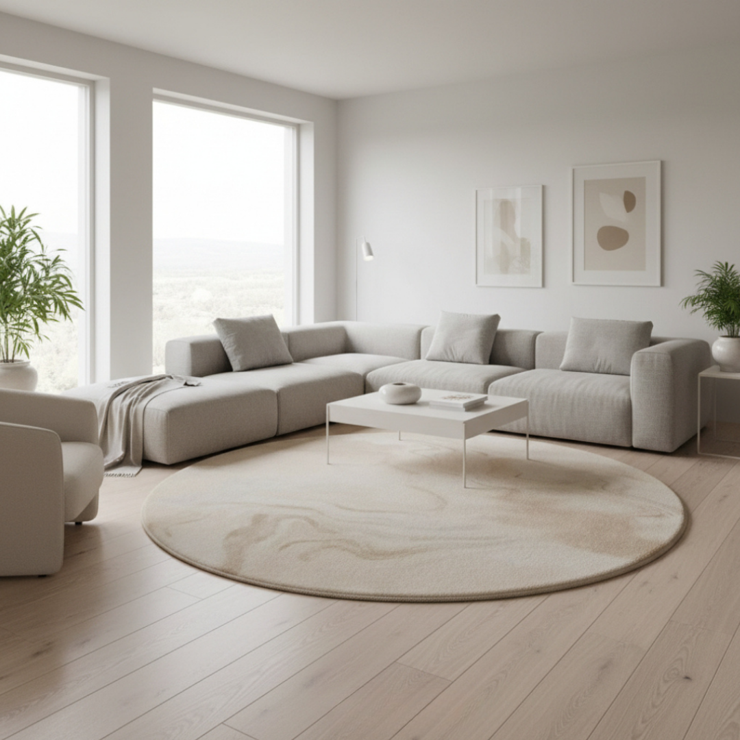 Elara Haus Round Marbled Rug