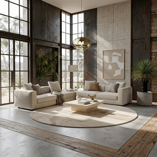 Elara Haus Round Marbled Rug