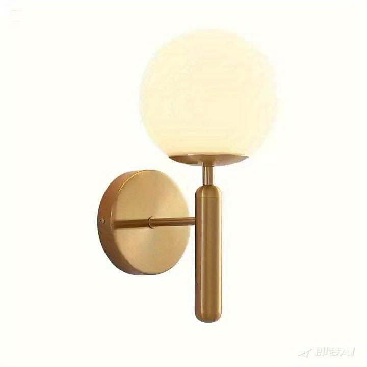 Modern Glass Globe Wall Sconce | Polished Metal Semi-Flush Mount Fixture 6