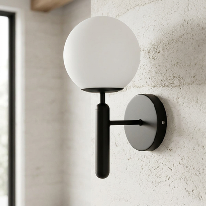 Elara Haus Round Wall Light with Glass Globe Shade