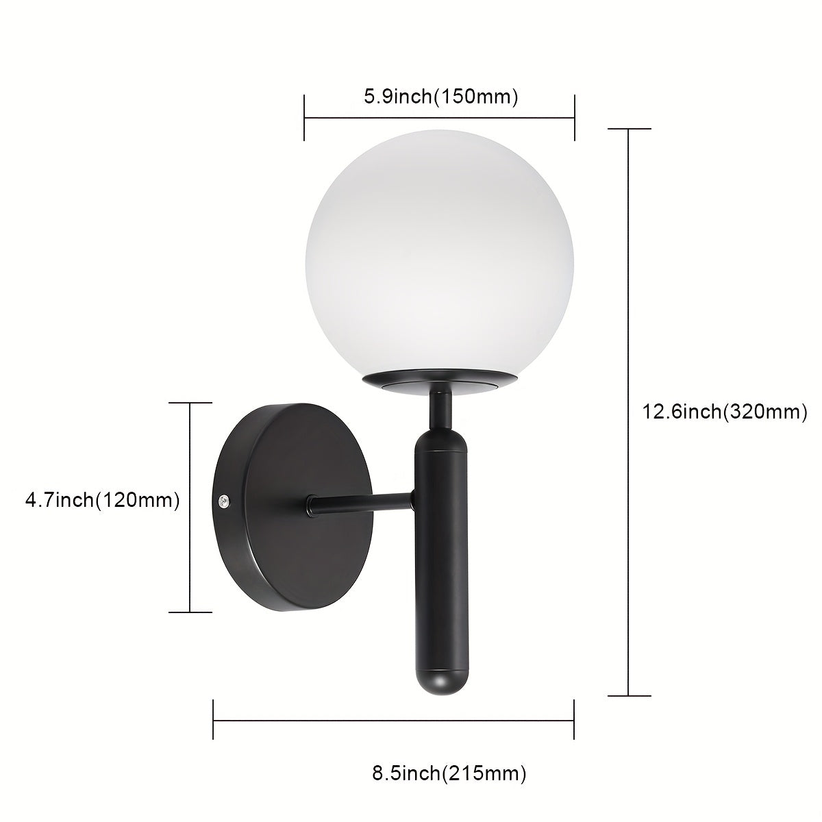 Modern Glass Globe Wall Sconce | Polished Metal Semi-Flush Mount Fixture 0